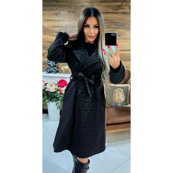 палто черно fendi